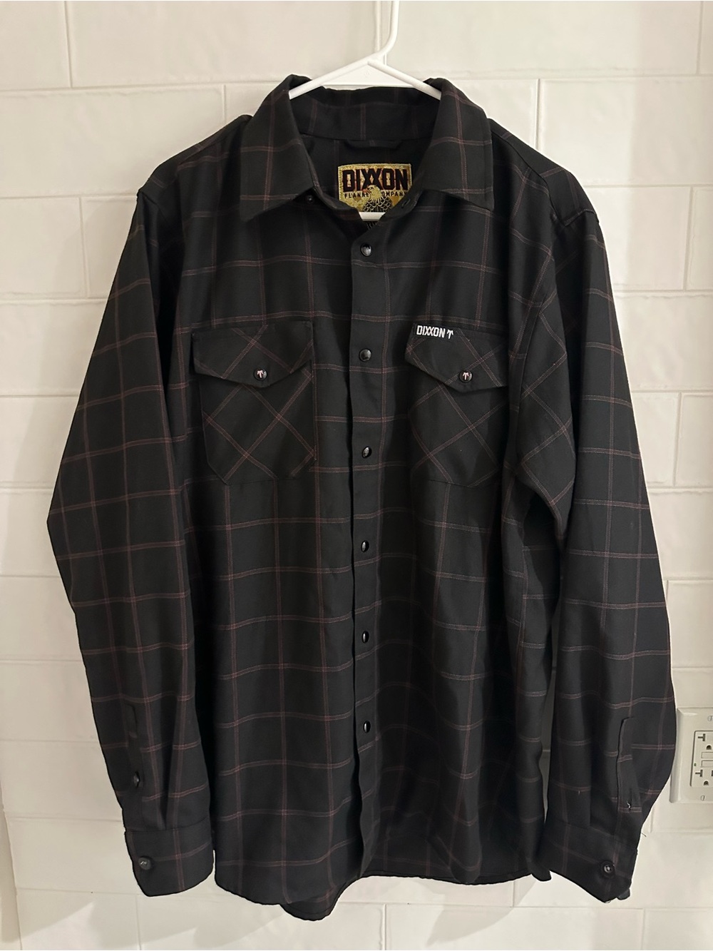 DIXXON Kamimura Flannel Pearl Snap Button Shirt Men's Size Large Black Red Plaid